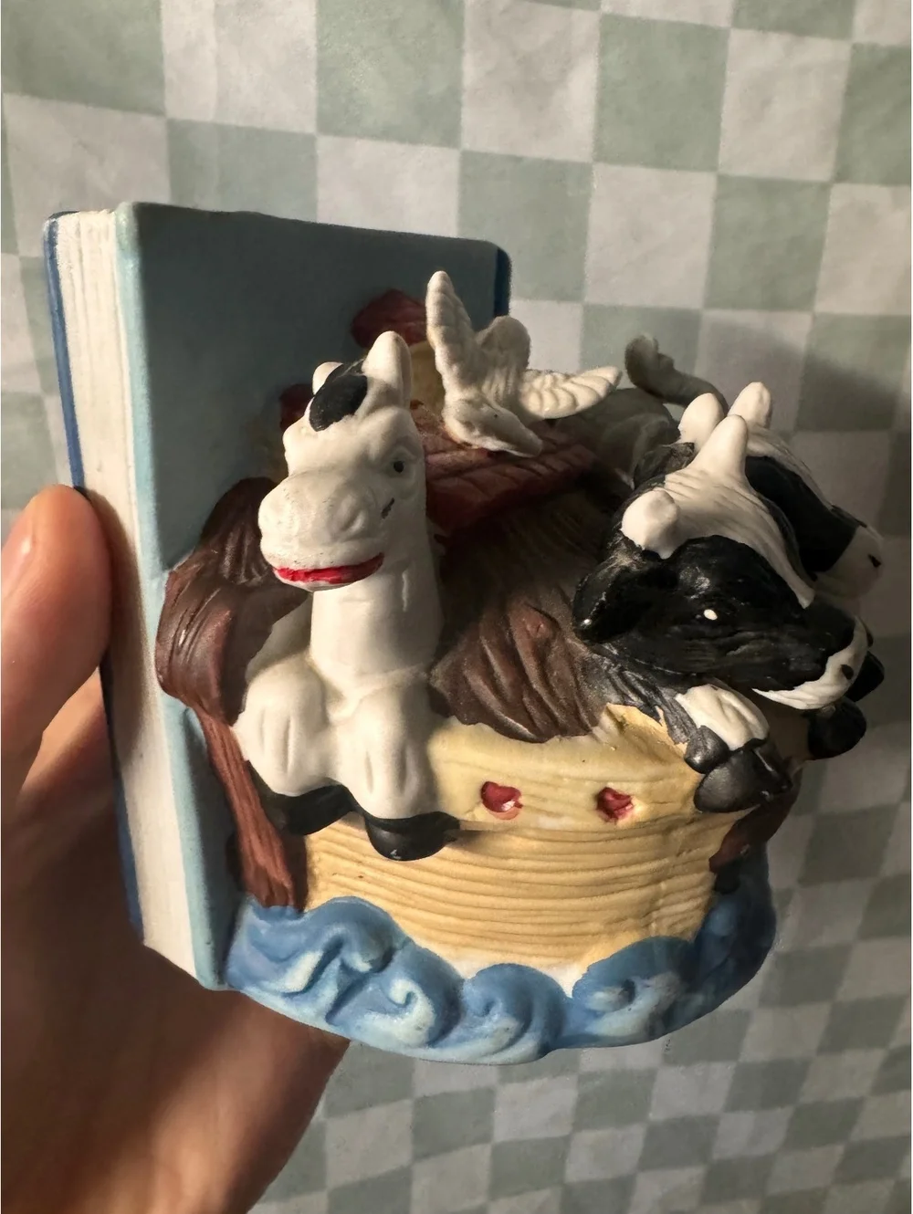 Vintage Noah's Ark Themed Ceramic Bookends